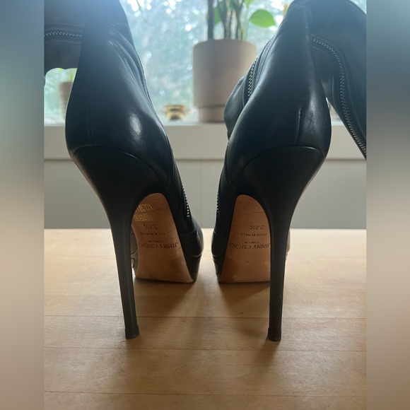 Jimmy Choo black double sided zipper leather boots with stiletto heels - Picture 6 of 12